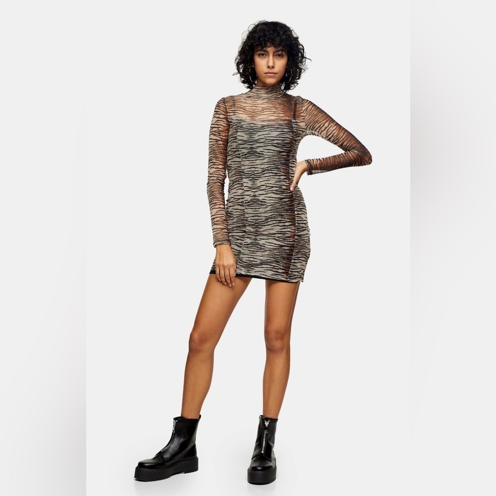 Topshop Animal Print Turtleneck Dress NWT Size 8
